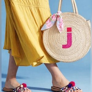 ✨ Anthropologie x Maud Fourier Paris Straw Tote – Monogram “J” ✨